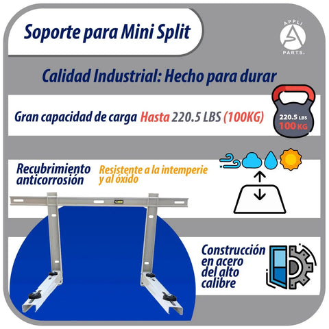 Heavy Duty Mini Split Wall Mount Bracket for Ductless Heat Pumps, graphic showing features and capacity
