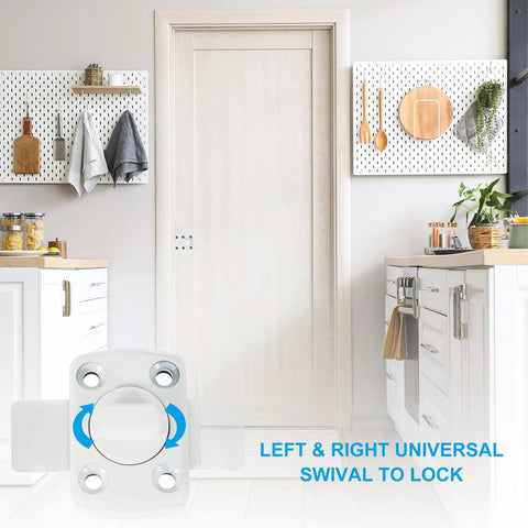 Premium White Rotate Bolt Latch Set Heavy Duty Zinc Alloy Cabinet Locks With Slick Swivel Mechanism For Cabinets.
