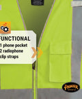 High Visibility Sleeved Mesh Safety Vest With Brilliant Reflective Tape And Utility Pockets Class 3 detailing pockets and clip straps