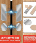 Magnetic Cabinet Door Catch Set 8 Piece No Drill Stainless Steel Magnets shown on wooden cabinet doors, includes round and rectangle shapes.