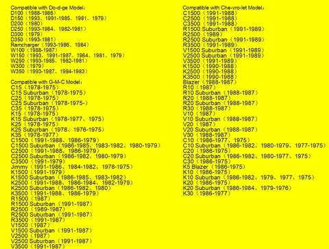 Replacement Steering Coupling Rubber Disk compatible vehicle models list for cars and trucks shown on a yellow background