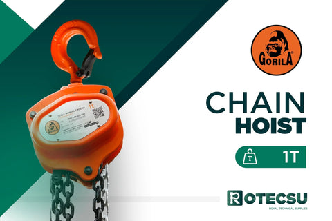 Hand Chain Hoist 2200 Lb, 10 Ft Lift, Dual Hooks, Forged Locks 4 To 1 Safety in orange color with chains, branding visible.
