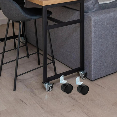 Heavy Duty 12 Pack Slick Rolling Furniture Casters With Locking Brake And L Shape Mount Durable Plastic Swivel Caster Wheels For Cabinets Workbenches And Rolling Carts No Sweat Setup under a table
