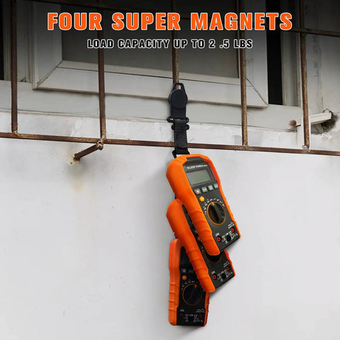 Hard Case Bundle With Magnetic Hanger Strap Replacement For Digital Multimeters MM400 MM325 MM300 MM200 ET140 MM720 attached to metal bar