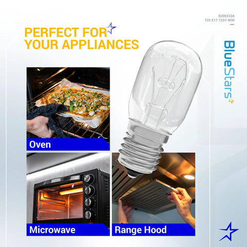 Six Pack 125V 40W E17 Microwave Light Bulbs For Whirlpool Ovens Ranges And Hoods Easy Install Replacement Replaces 1890433 AP4512653 8206232A Fits Most Top Brand Microwaves And Stoves