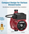 2 In 1 Hot Water Recirculating Pump 125W 110V Pressure Booster with compact design for easy installation in showerrooms.