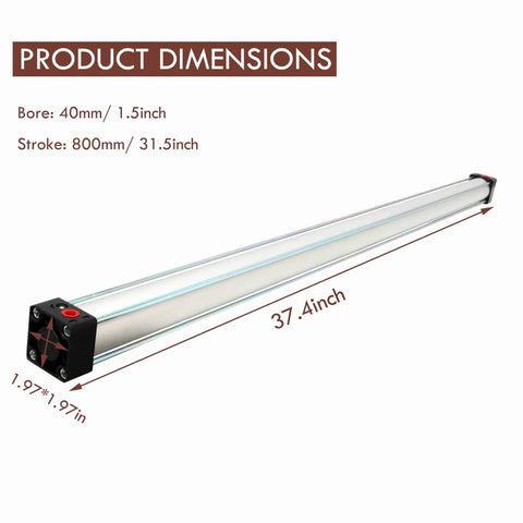 Heavy Duty Pneumatic Cylinder Air Cylinder Aluminum Alloy Magnetic Stroke Dual Action 40mm Bore 800mm Stroke dimensions