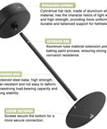 Sturdy Metal Hat Stand For Desk Or Shelf assembly details, showing detachable cylinder, extension rod, thickened base, black finish
