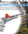 All Season Farm Irrigation Sprinkler With Adjustable Impact Spray Gun And Nozzle Set For Big Backyards Featuring Tough Zinc Build and adjustable spray gun for large-scale irrigation.