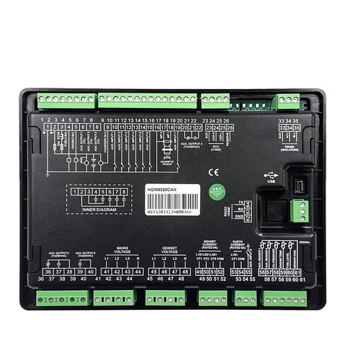 Auto Start Controller For Generator Control Panel 1 Piece CAN Bus Ready Process Controller Kickstart Startup Module Durable Industrial Grade Easy Install Remote Monitoring Interface black panel with terminal labels