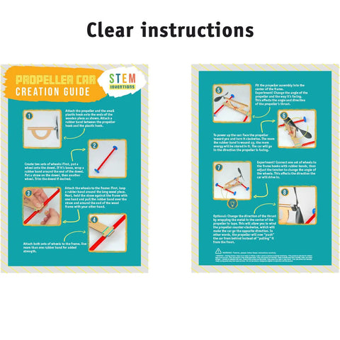 Hands On Rubber Band Propeller Car Kit 10 Pack For STEM Projects Kids 8 And Up Learn Energy To Motion With Easy Assembly Wheels Laser Cut Parts Perfect For Classrooms After School Clubs instruction guide