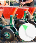Pro Grade Precision Seeder Tube Kit for Seed Drill Gear with red seed drills, compatible seeder tube close-up inset.