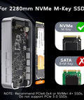 Beast Mode Speed M2 Nvme Ssd Enclosure With Smart Cooling Fan And Tough All Metal Shell Supports Thunderbolt 5 4 3 Usb4 Port Tool Free Setup For Legit Fast Data Moves Up To 8Tb Storage showing internal components and 2280mm NVMe M-Key SSD.