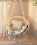 Hanging Chair For Bedroom Hammock Swing With Lights And Hardware Kits Holds Up To 550 Lbs Macrame Cotton Rope Chair For Patio Deck Garden Chill Vibes Cushion Not Included