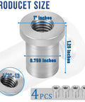 Heavy Duty Weld On Nuts One Half Inch Thirteen Threaded Female Stepped Bung Hardware For Auto Chassis Mounting size measurements and details