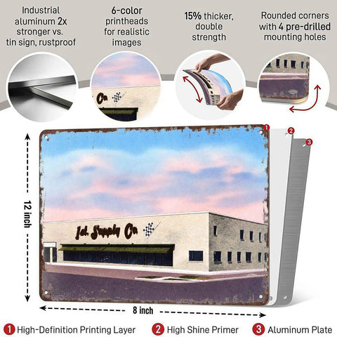 Building Vintage Metal Wall Art Signs From Industrial Grade Aluminum Ultra Durable Rust Resistant Decor For Home Or Office Walls With Self Forming Protective Oxide Layer And A Built To Last Premium Look, 8x12 inch sign