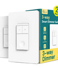 3 Way Smart Dimmer Switches, 2 Pack Master Dimmers For Alexa And Google Assistant, 2.4GHz WiFi Remote Control displayed with box