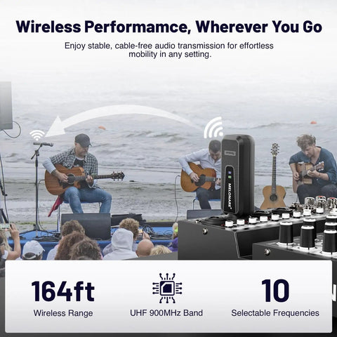 Plug On UHF 900MHz XLR Wireless Microphone Adapter With 164ft Range And 48V Phantom Power for live outdoor band performance