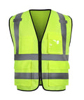 High Visibility Safety Vest With 9 Pockets For Men, Reflective Security Work Vest, ANSI ISEA Class 2 Type R, Yellow, front view