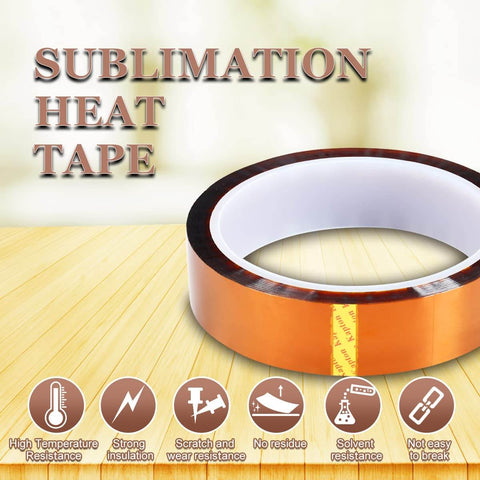High Temperature Polyimide Film Adhesive Tape 1 Inch By 36 Yards No Residue Heat Resistant Tape for Sublimation Masking