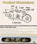 Diagram of 2 Pack Gliding Patio Door Tandem Roller Assembly with labeled dimensions and installation guide