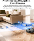 LiDAR Robot Vacuum And Mop Combo With Auto Self-Empty Dock, 6000Pa Suction, showing precise mapping in living room.