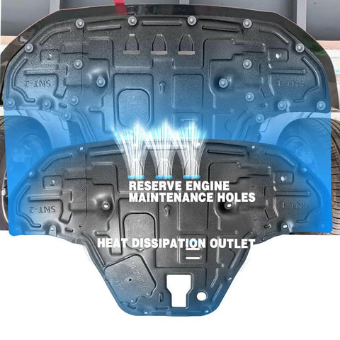 Heavy Duty Engine Splash Shield Fits Hyundai Sonata 2024 2025 2026 highlighting maintenance holes and heat dissipation outlet.