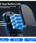 Close-up image of Smooth Zero Drama Keyless Entry smart door lock with 8 AA batteries for 3-year battery life.