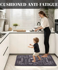 Washable Anti Fatigue Kitchen Mat 17 By 29 Inch Cushioned Foam Runner with non-slip surface in modern kitchen setting