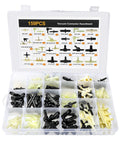 Front view: 159-piece vacuum tubing connector kit in clear plastic case; includes 1/8-3/8 in tees, elbows and couplings.