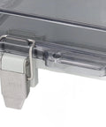 Clear cover and stainless steel door lock of Rugged Outdoor Electrical Junction Box With IP67 ABS Enclosure