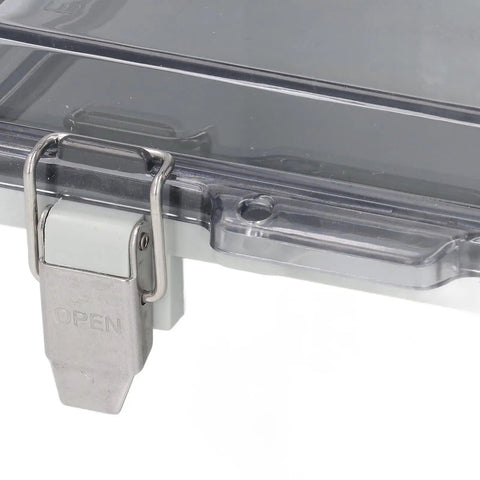 Clear cover and stainless steel door lock of Rugged Outdoor Electrical Junction Box With IP67 ABS Enclosure