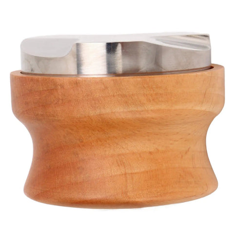 53mm Stainless Steel Coffee Distributor And Espresso Tamper Featuring Quick Depth Adjustment And Comfort Contoured Beech Handle, front view