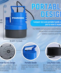 1/3 HP Submersible Water Pump Portable Sump Pump 2000 GPH For Pool Covers Basements Puddles Gardens Ponds 16.4 Ft Power Cord Hose Adapters Blue