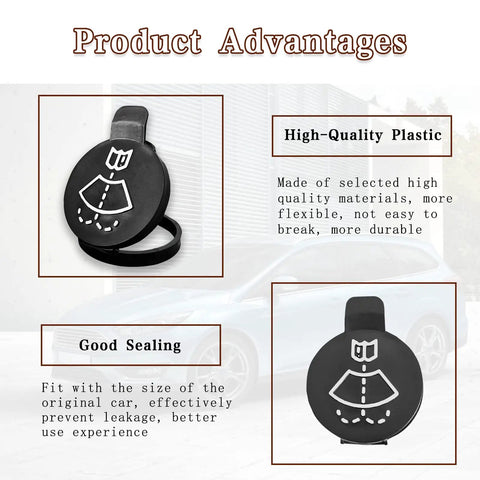 Washer Fluid Reservoir Cap Replacement for Windshield Wiper Bottle Cover Direct Fit Easy Install Compatible With GMC Chevrolet Buick Cadillac Cars and SUVs OEM Style Cap for Leaks and Cracks product advantages diagram.