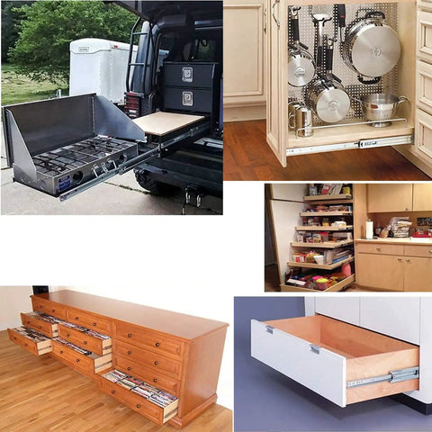 Beefy, Heavy-Duty Soft-Close Drawer Slides 350mm Full-Extension Ball-Bearing Rails, 100kg Capacity, 1 Pair for Kitchen Cabinets, Wardrobes, and Furniture Upgrade installed in kitchen and cabinet drawers