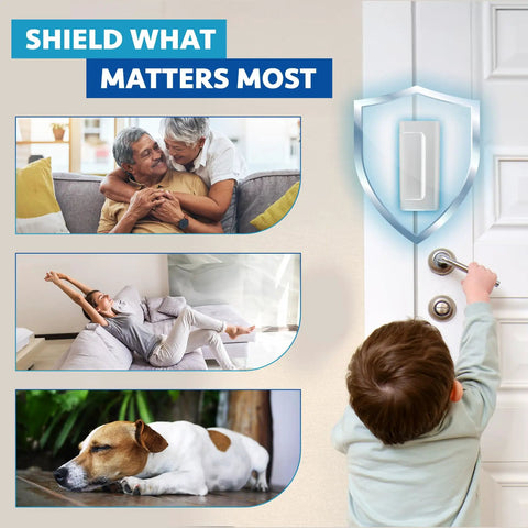 Child reaching for door with 2 Pack Aluminum Front Door Locks For Security And Family Safety top lock, family images nearby