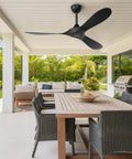 Black Outdoor Ceiling Fan 52 Inch No Light With Remote Control Three Blades Six Speed Reversible DC Motor For Patio