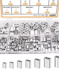 320 Piece Aluminum Crimping Loop Sleeve Kit With Eight Sizes From 3/64 Inch To 1/4 Inch For Wire Rope Marine Rigging Cable Ferrules And General Cables displayed in box