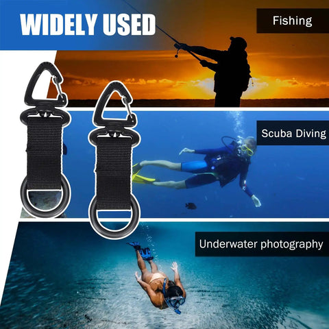 Scuba Octopus Mouthpiece Holder Silicone Octopus Keeper For 2nd Stage Regulator with clips, shown in fishing and diving scenarios