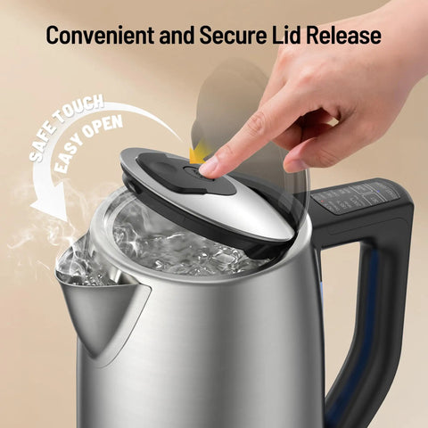 Six Preset Temperature Electric Kettle With Dope Precision Control, 1.7L Stainless Steel, 1500W Fast Boil For Oolong And Green Tea