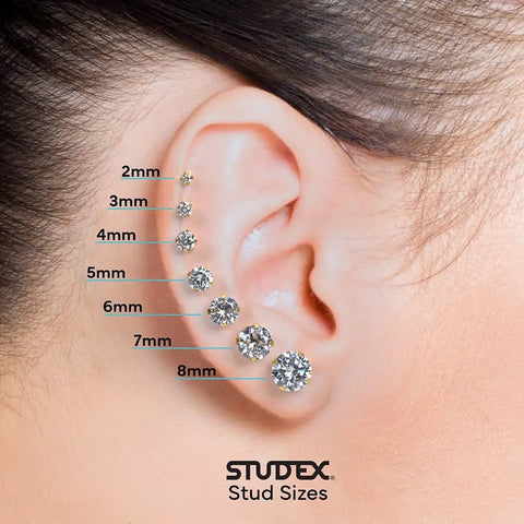 Sensitive Ears Nickel Safe Stainless Steel Ball Stud Earrings 4mm Hypoallergenic With Surgical Posts For All Day Everyday Comfort Women And Men High Fashion Jewelry, 4mm size shown on ear