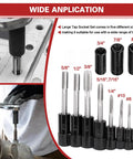 Magnetic Tap Socket Set, 11-Piece Pro Grade Magnetic Socket Adapters displayed with various tap sizes and applications in metalworking.