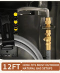 12 Feet 3/8 Inch ID Natural Gas Hose Low Pressure LPG Hose With Quick Connect showcasing installation with brass fittings