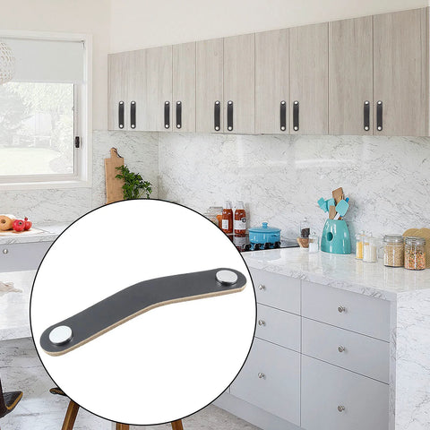Six Piece Leather Furniture Handles Set For Drawers And Cabinets 5.6 Inch Leather Drawer Pulls in modern kitchen