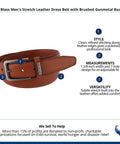 Go To Mens Stretch Leather Dress Belt With Brushed Gunmetal Buckle and stitched feather edge, 1 3/8 inch width for workwear