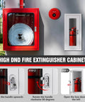 Semi Recessed Fire Extinguisher Cabinet For 5-12 Lb Extinguishers, White Baked Enamel Steel Wall Mount With Lock And Full Clear Acrylic Door