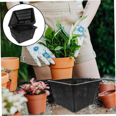 Hydroponic Plant Basket Net Pots 2 Pack For Veggie Growing, Lightweight Plastic Mesh Pots, Easy To Move And Relocate, Dope Garden Gear For Indoor And Outdoor Hydroponics in black