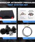 Nitrogen Shock Fill And Accumulator Charging Kit With Three Gauges 1500 PSI 4000 PSI And 6000 PSI case, manual, valve, and hose