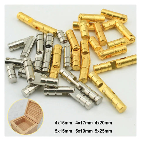 Copper Barrel Hidden Hinges 10 Pcs Cylindrical Concealed Brass Hardware For Jewelry Boxes Cabinets And Furniture Gold Finish 4x17mm